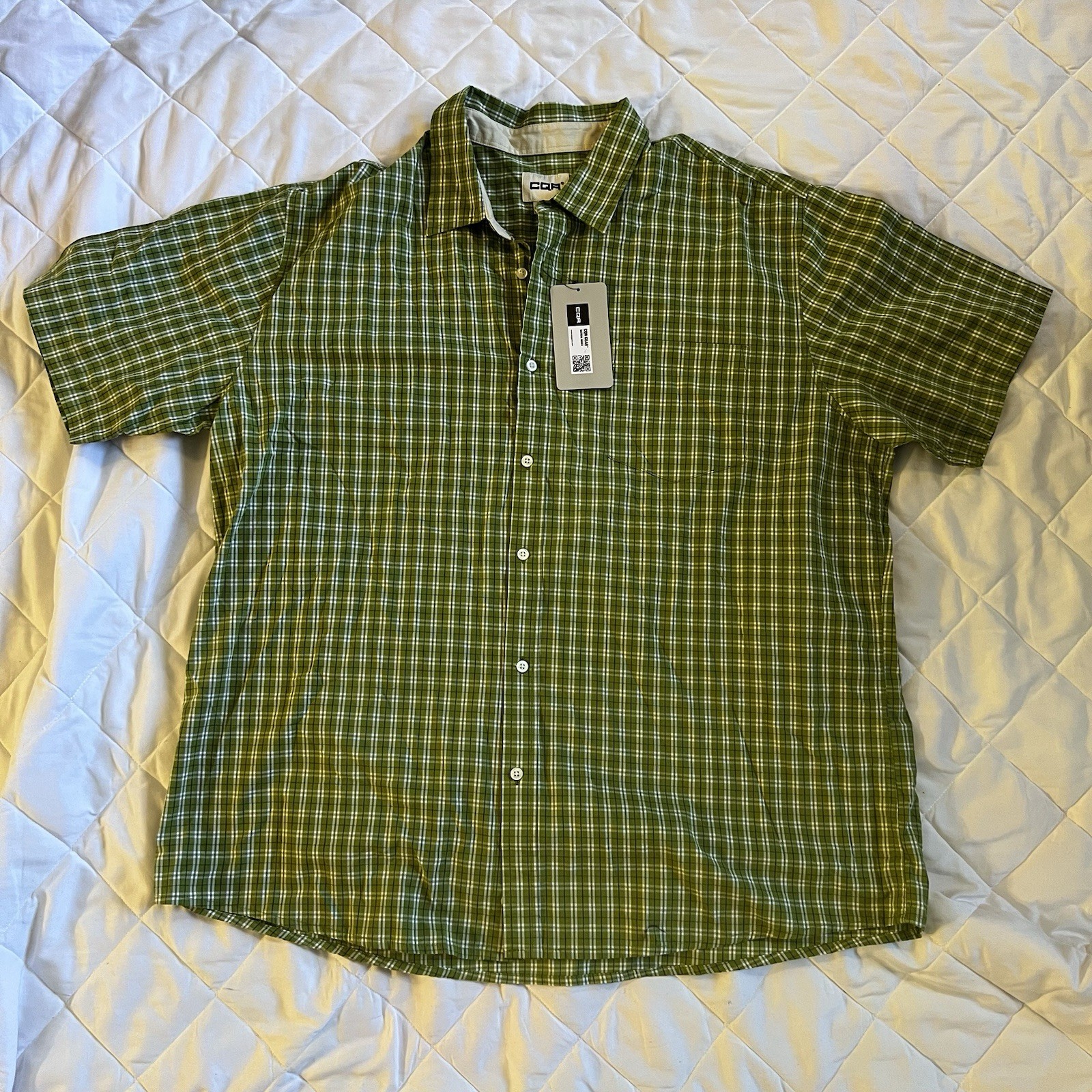 NWT CQR Tactical Shirt Plaid green 2XL Camo Short Sleeve