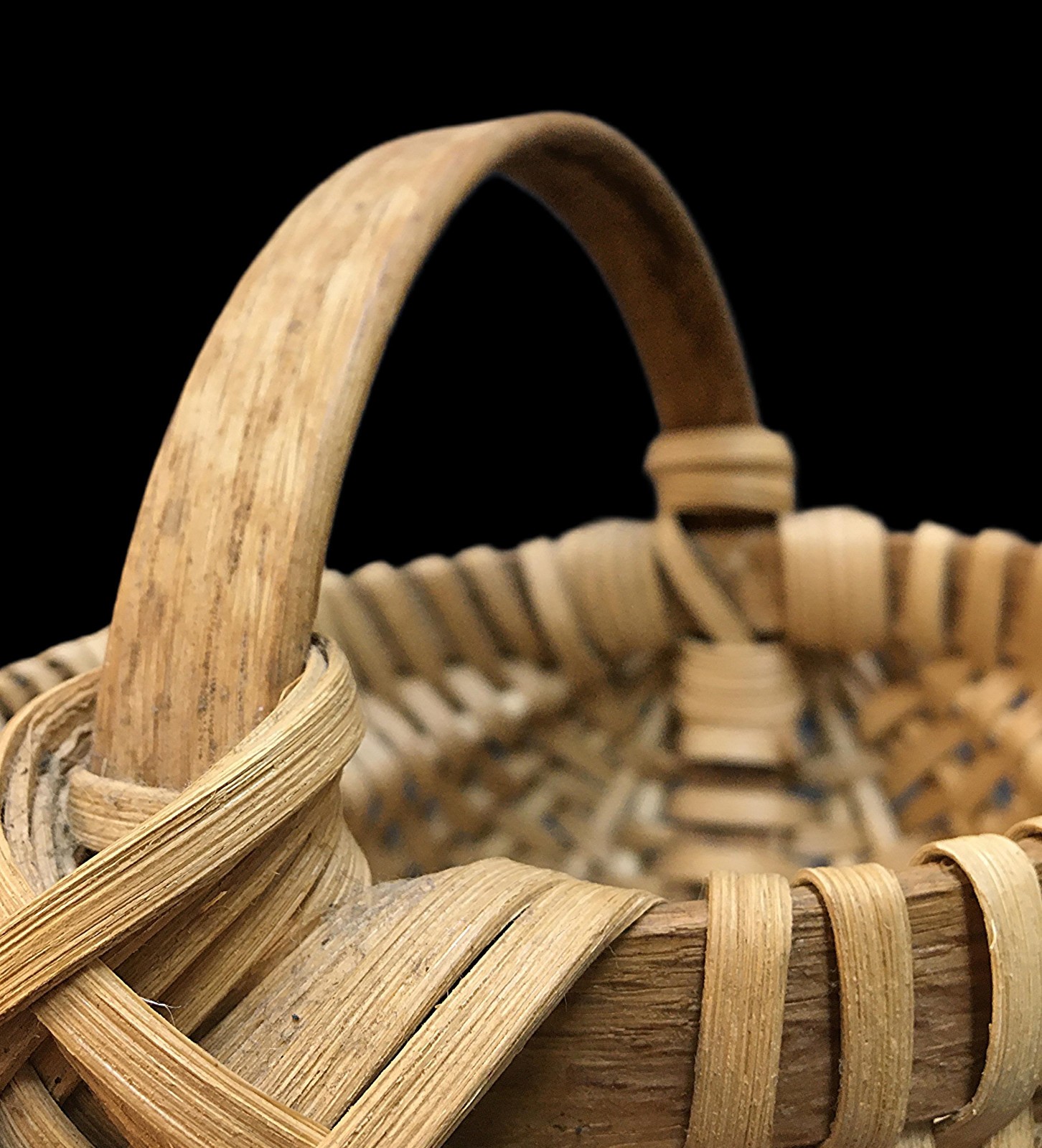 Buttocks Gathering Basket Wicker Woven Tan Small Vintage