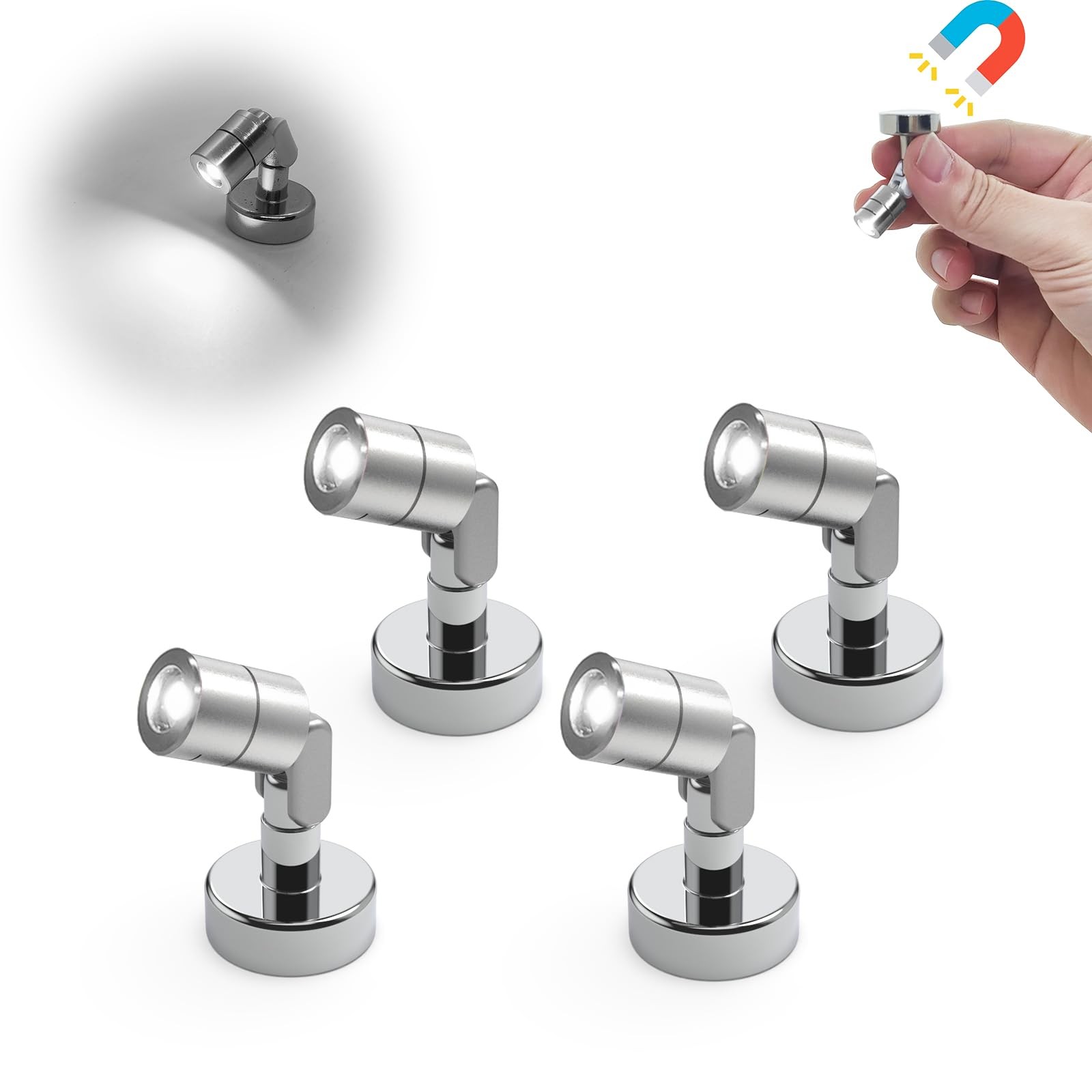 Metal Miniature LED Light,Tiny Spot Lights with Magnet Base,Battery Operated ...