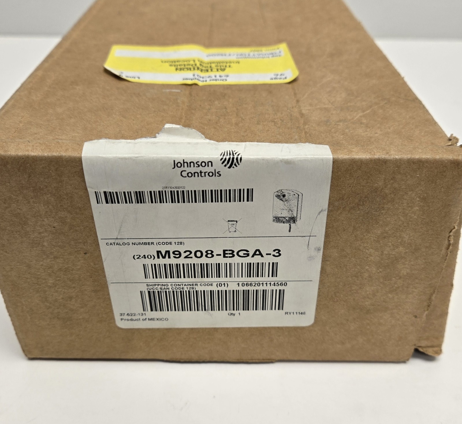 JOHNSON CONTROLS ELECTRIC SPRING-RETURN ACTUATOR M9208-BGA-3.