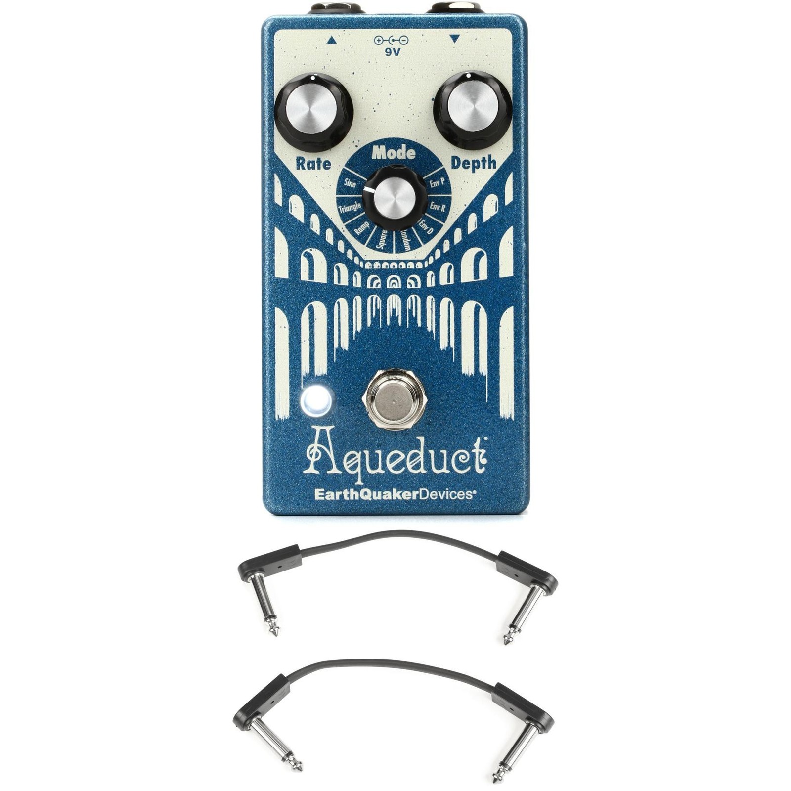 EarthQuaker Devices Aqueduct Vibrato Pedal with EBS Patch Cables