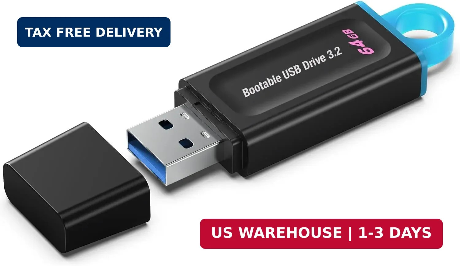 64GB - Bootable USB Drive 3.2 for Windows 11/10 / 8.1/7, Install/Recovery, No TP