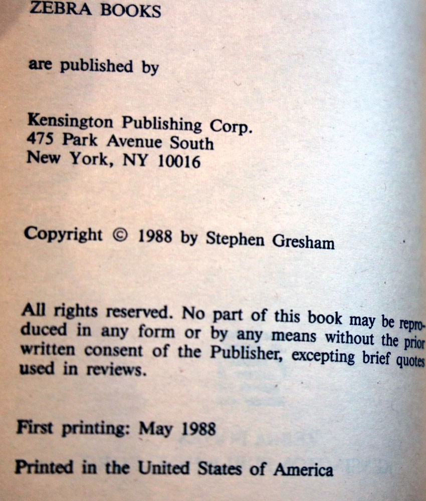 ABRACADABRA by Stephen Gresham 1988 Vintage Zebra Horror Paperback 1st Printing