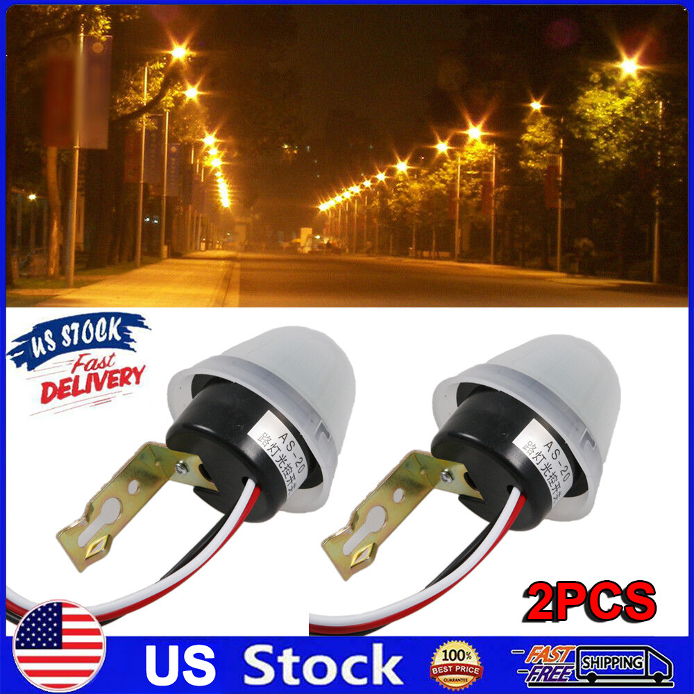 2PC AC/ DC 12V Ajustable Auto On Off Light Switch DC AC Photo Control Sensor US