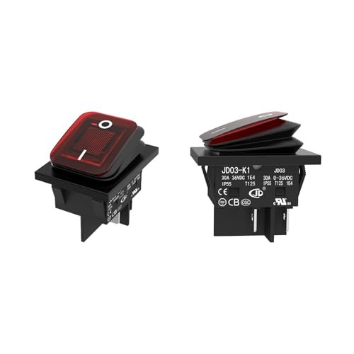 JD 2pcs 30A Power Switch 12V/24V/36V KCD4 DC Boat Rocker Switch ON/Off Switch