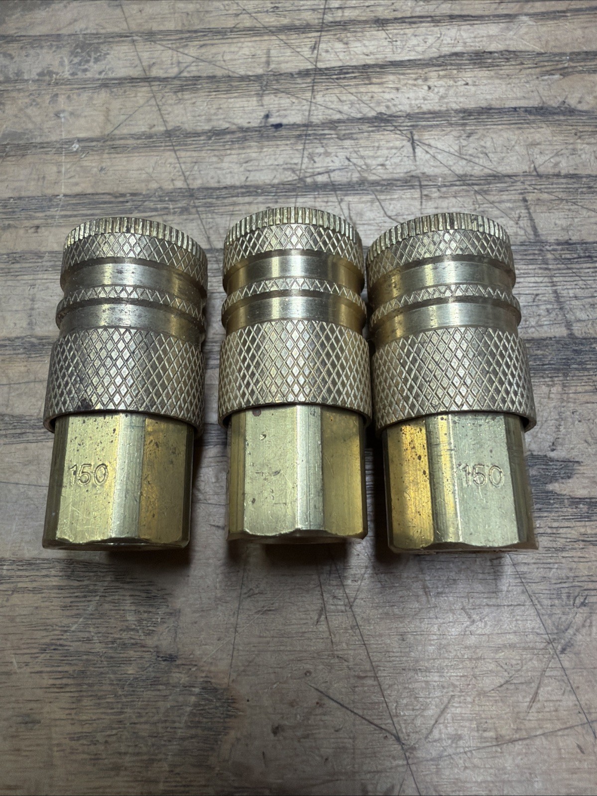 Set of 3 Coilhose Pneumatics 150 1/4” Industrial Coupler, 1/4” FPT Brass 1J4004