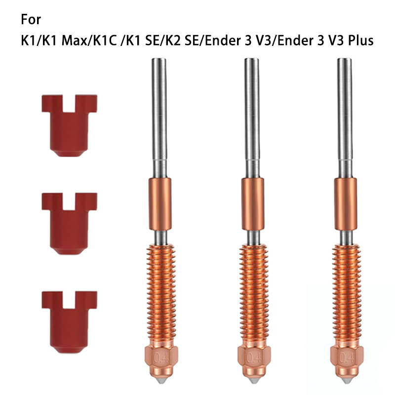 3PCS K1C/ K1 SE/K2 SE/Ender 3 V3 Quick-Swap Hotend Nozzle with sock,Copper Alloy