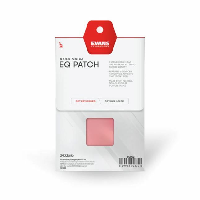 Evans EQ Double Bass Drum Pedal Patch, Clear Plastic, EQPC2