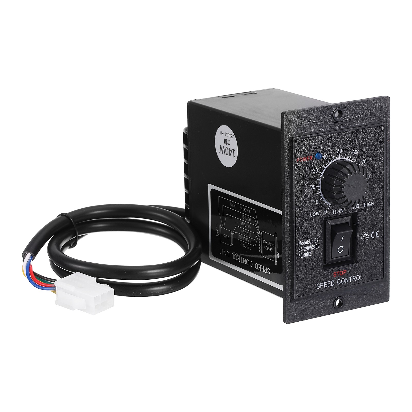 140W AC 220/240V Motor Speed Controller Forward Reverse with IEC C14 Male Plug