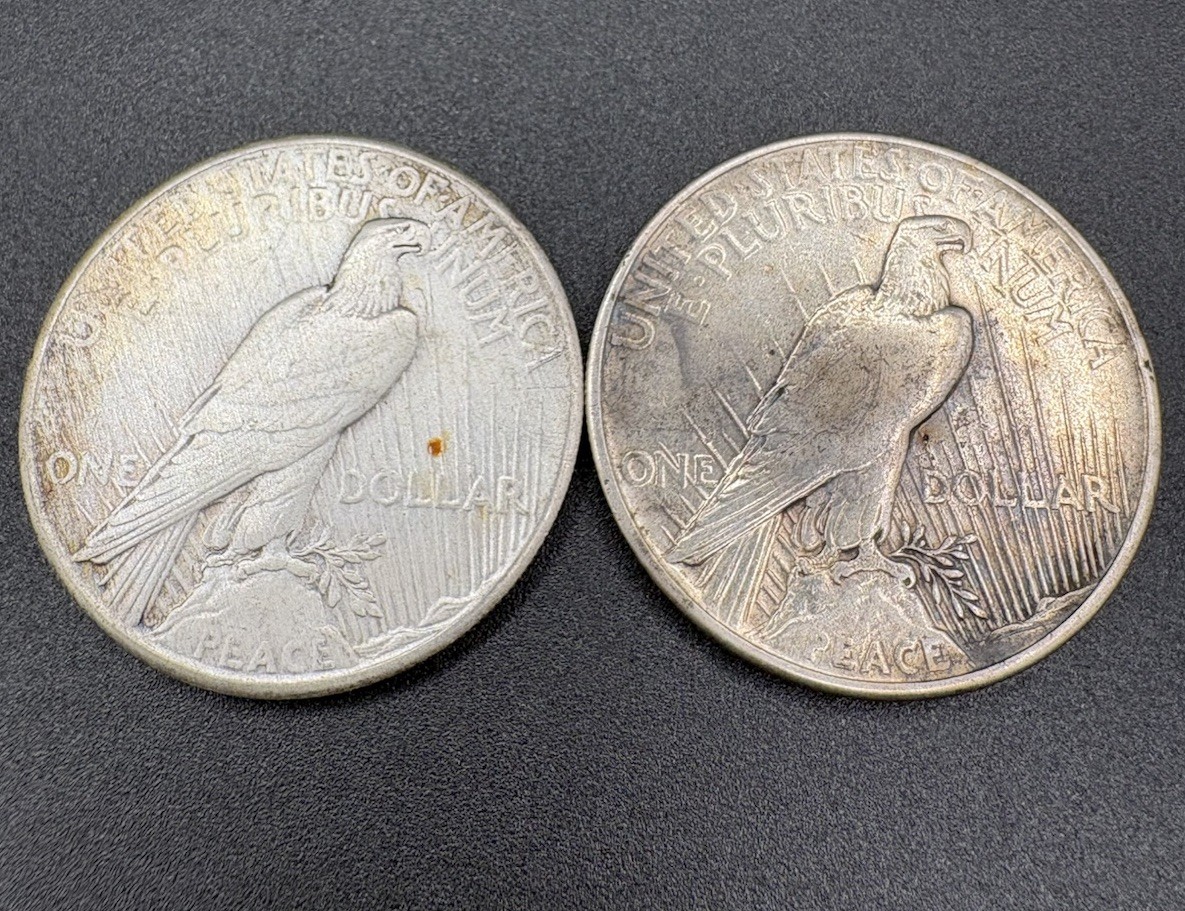 1921/1928 Key Date Peace Silver Dollars Cleaned