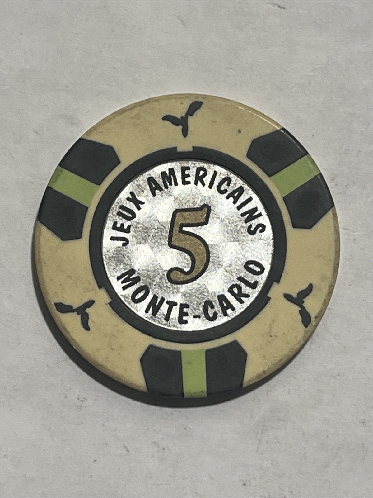 Jeux Americains Monte Carlo €5 Euro Casino Jeton Poker Gaming Chip