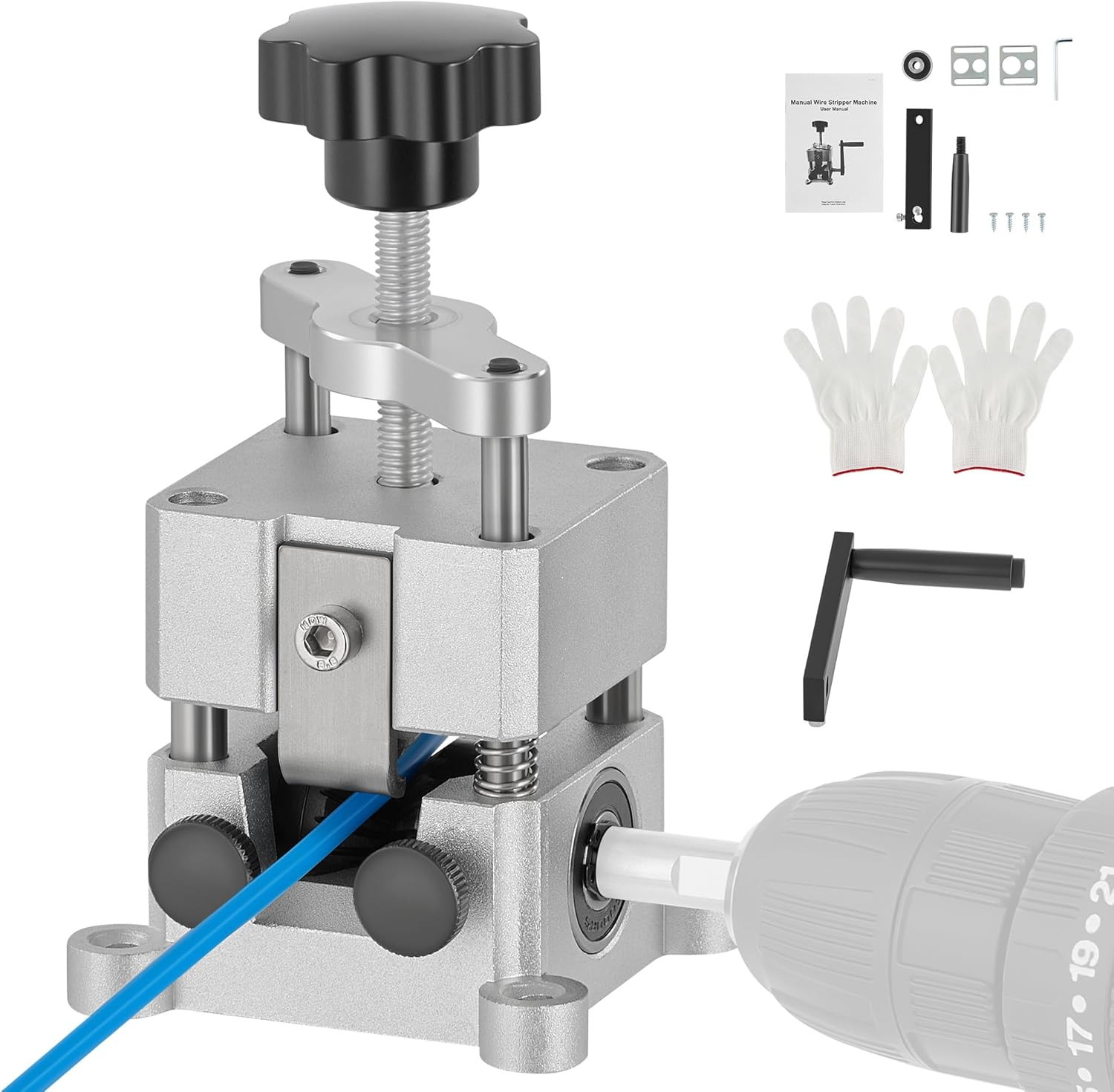 Wire Stripper Machine, 0.06"-1" Manual Wire Stripping Machine, Drill Compatible
