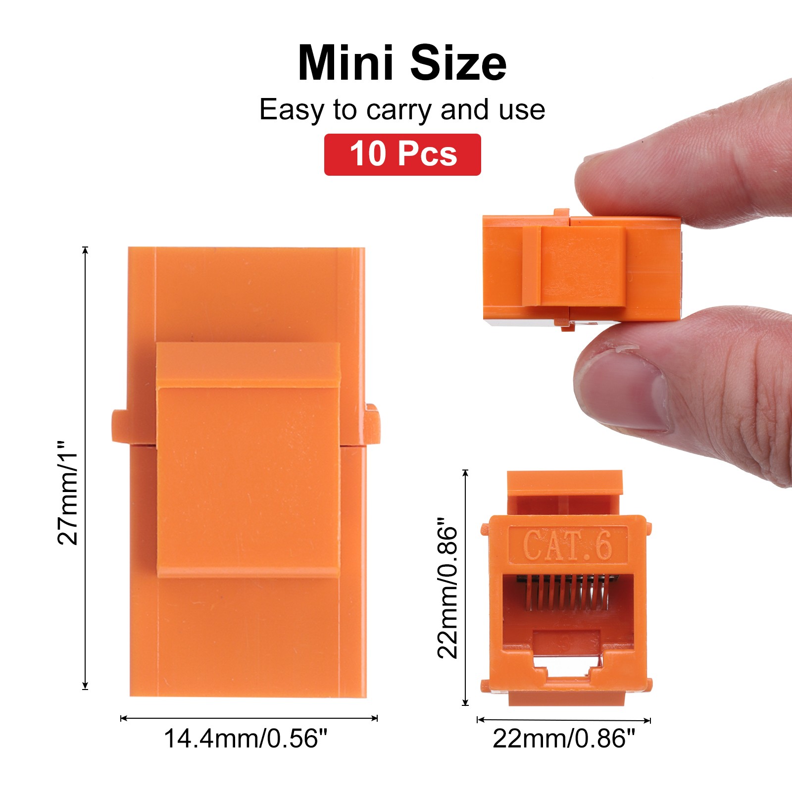 10 Pack RJ45 Ethernet Coupler, Cat6 Coupler for Cat6/Cat5e/Cat5,Orange