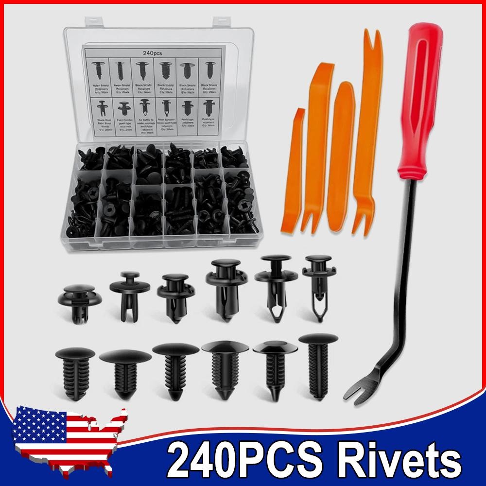 240pcs Auto Car Bumper Retainer Clips Kit Fastener Remover Push Pin Rivet Screw