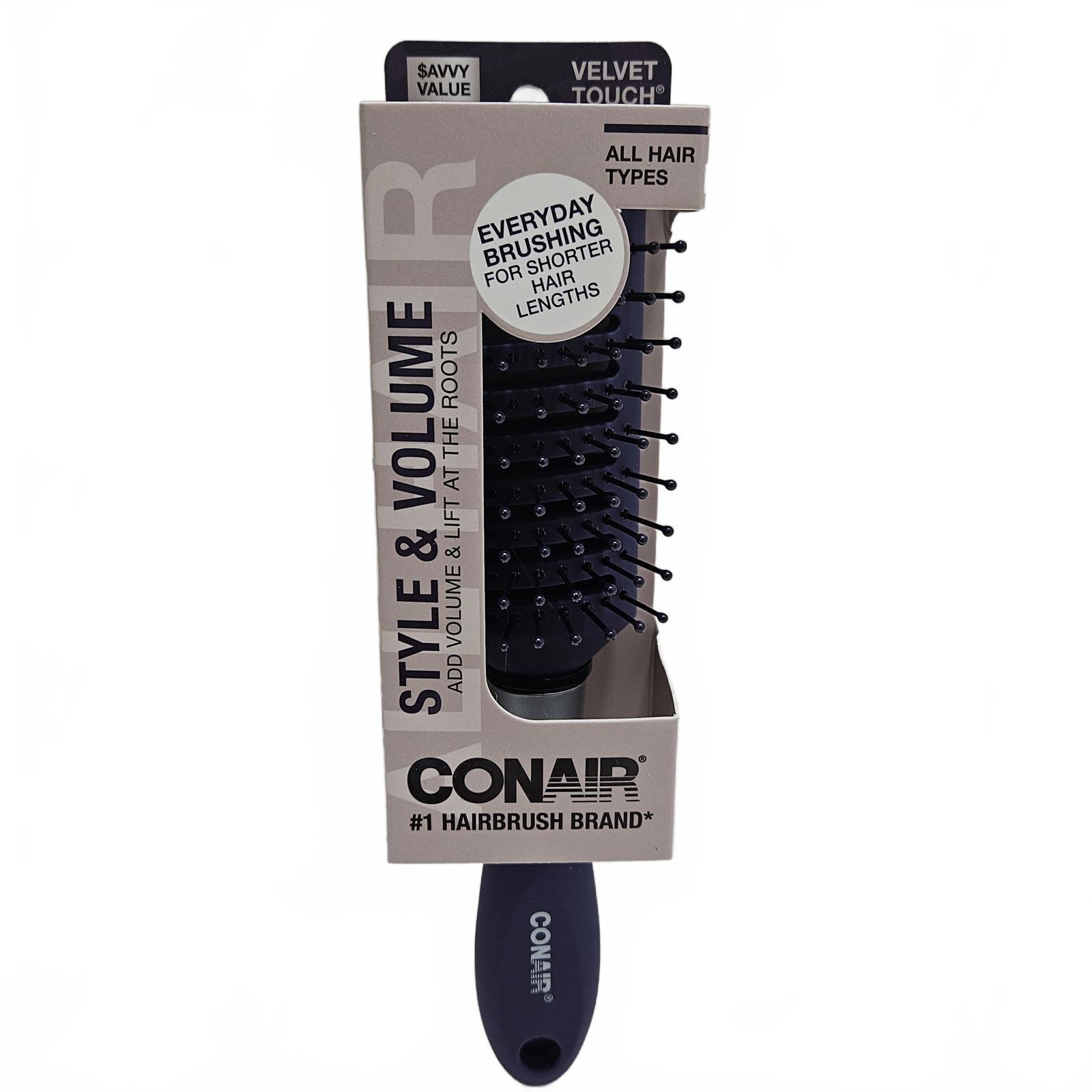New Conair Velvet Touch Style & Volume Hair Brush - Perfect for All Hair Types