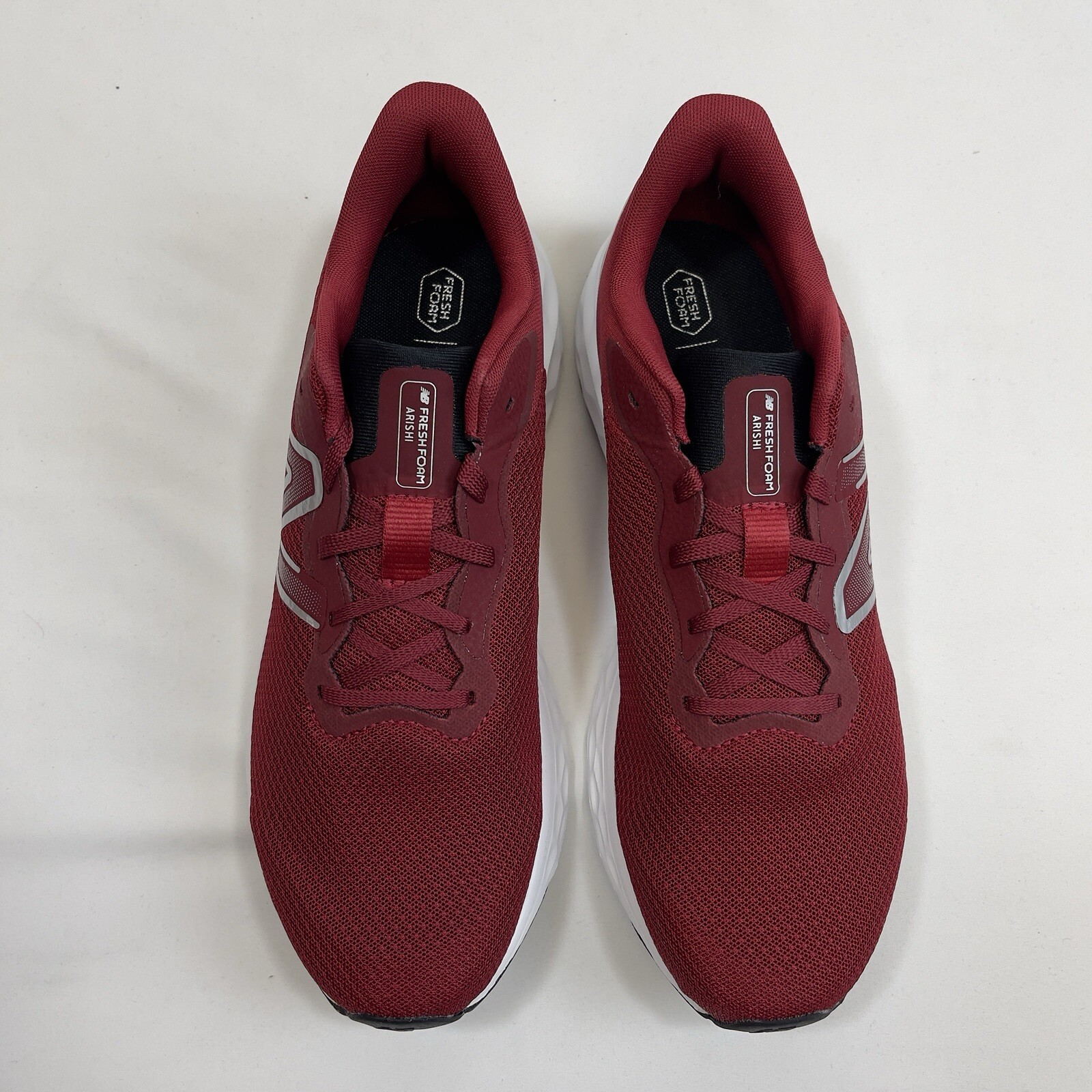 New Balance Running Shoes Mens 12 Crimson Red White Arishi V4 Fresh Foam Sneaker