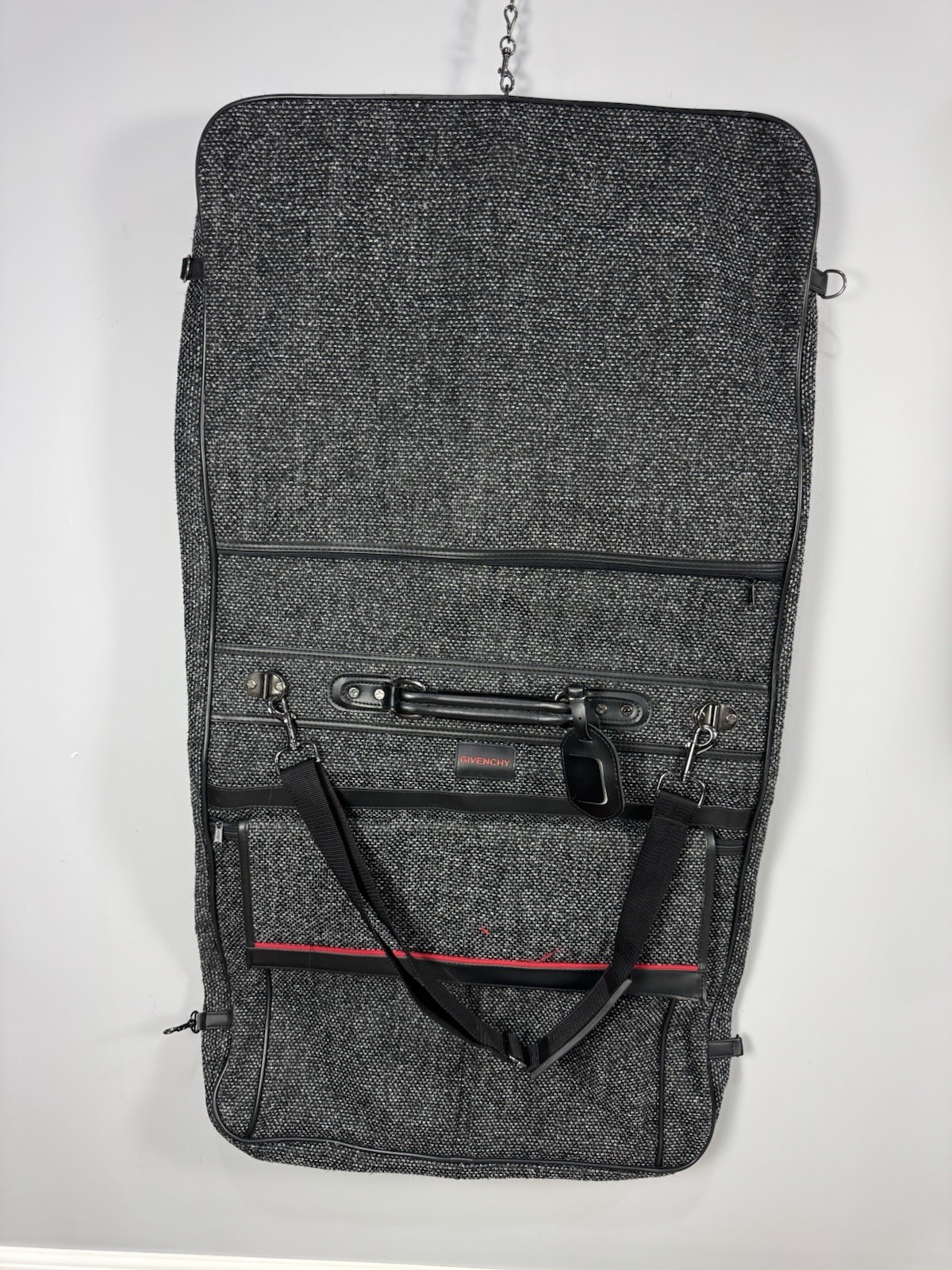 Givenchy Lugguage Weekend Garment Wardrobe Bag Charcoal Grey Tweed - EUC!