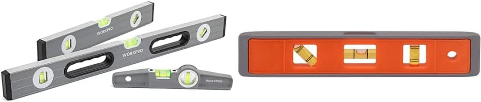 3-Piece Spirit Level Set(9", 16", 24")， W002900A & Johnson Level & Tool 7500M Ma