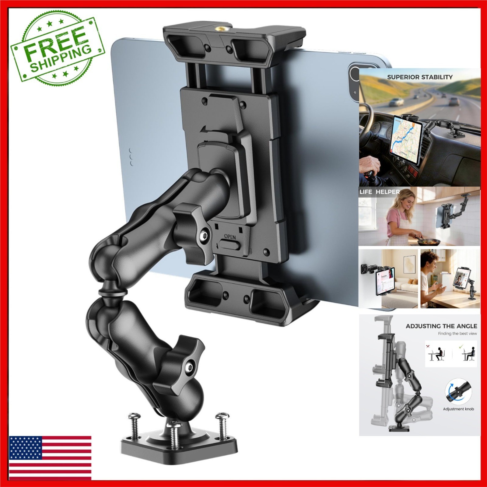 OHLPRO Tablet Mount for Truck - Heavy Duty Drill Base Holder 5-13"