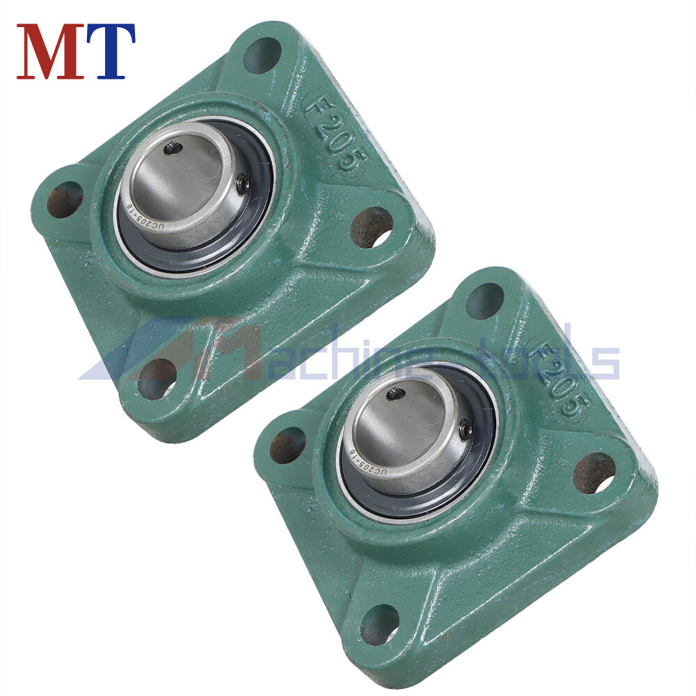 2 Pack UCF205-16 Solid Base Pillow Block Flange Mounted Bearing 1" Bore 4 Bolt