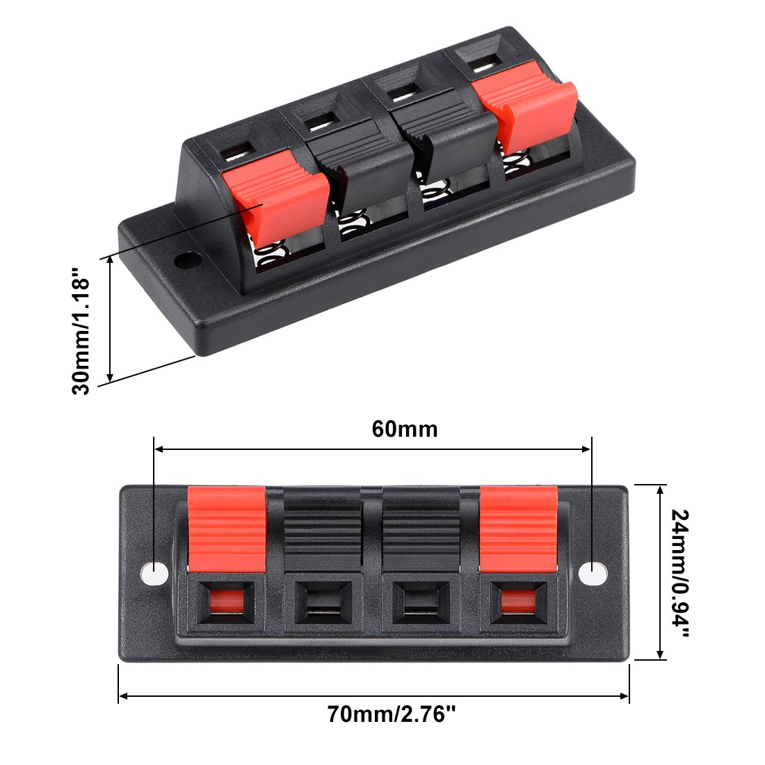 3pcs 4 Way Jack Socket Spring Push Device Release Connector Terminal Cas