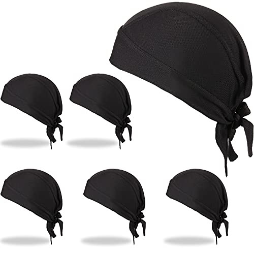 6 Pieces Do Rags Sweat Wicking Beanie Cooling Durags Skull Black Simple Style