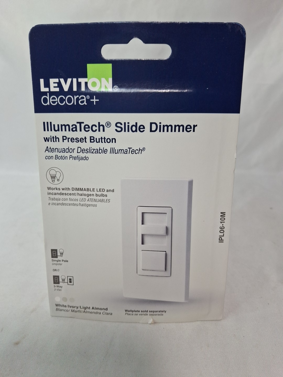 Leviton IllumaTech Slide Dimmer Preset button,  White, Ivory, or Light Almond