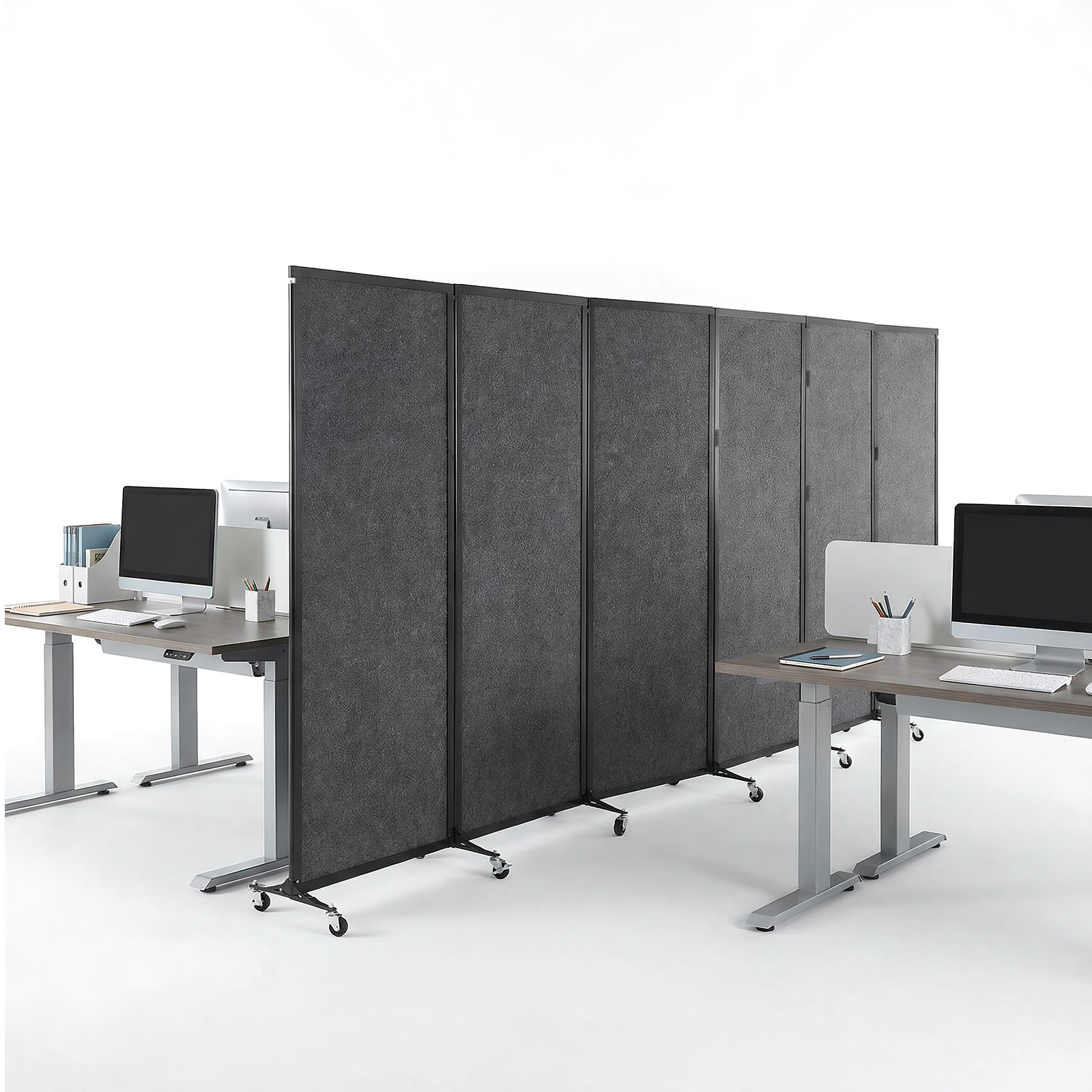 Rolling Privacy Room Divider 6 Panel Privacy Panel Partition for Home Dorm Decor