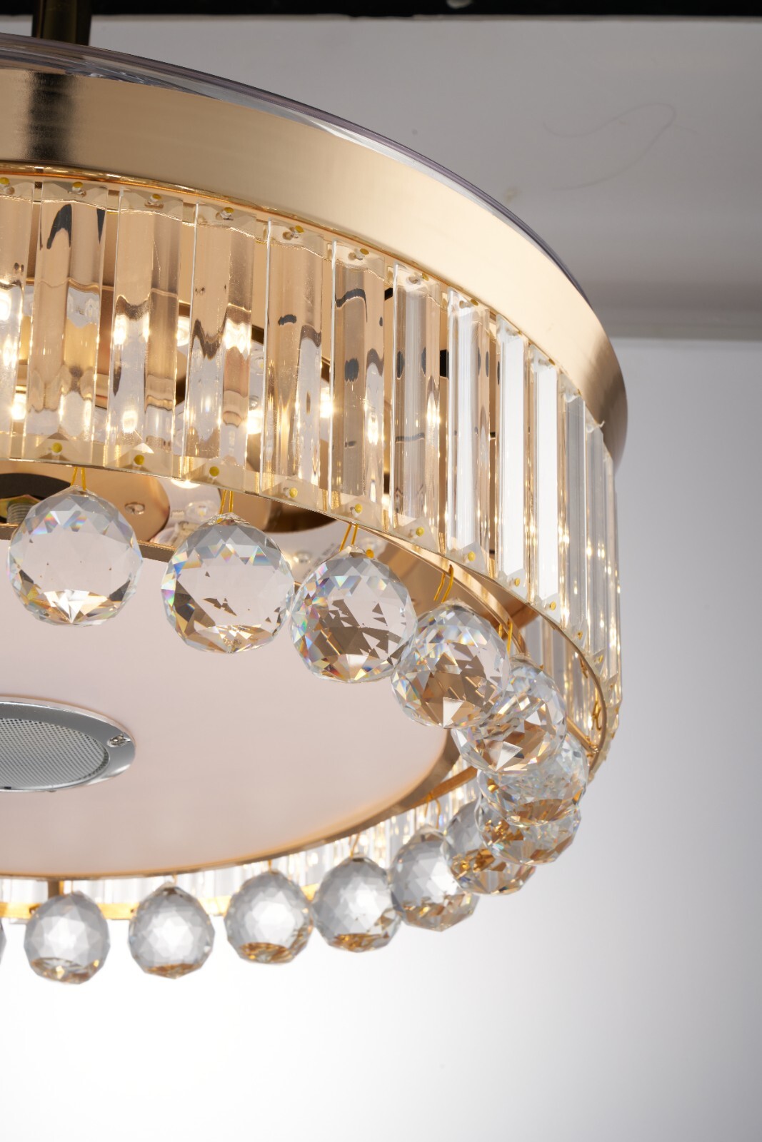 42" gold Crystal Ceiling Fan Light – Remote, Silent Motor