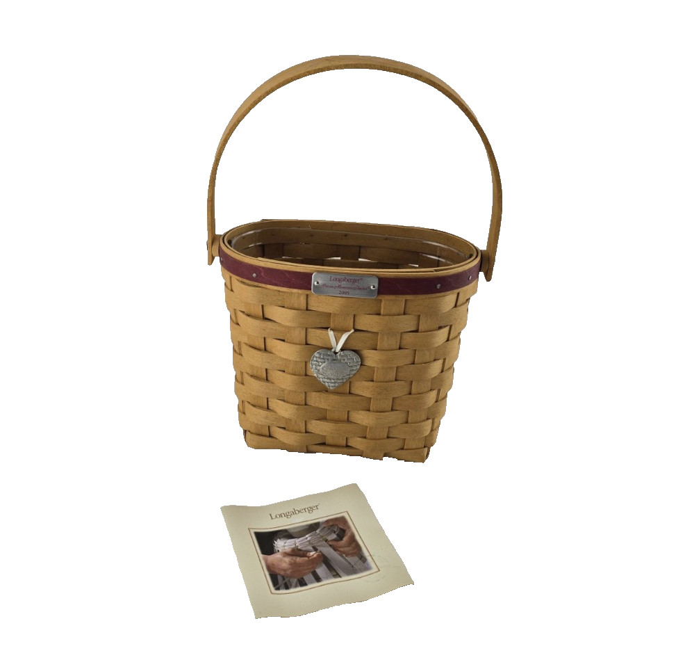 2005 Longaberger Red Woven Memories Basket Liner Pamphlet EUC