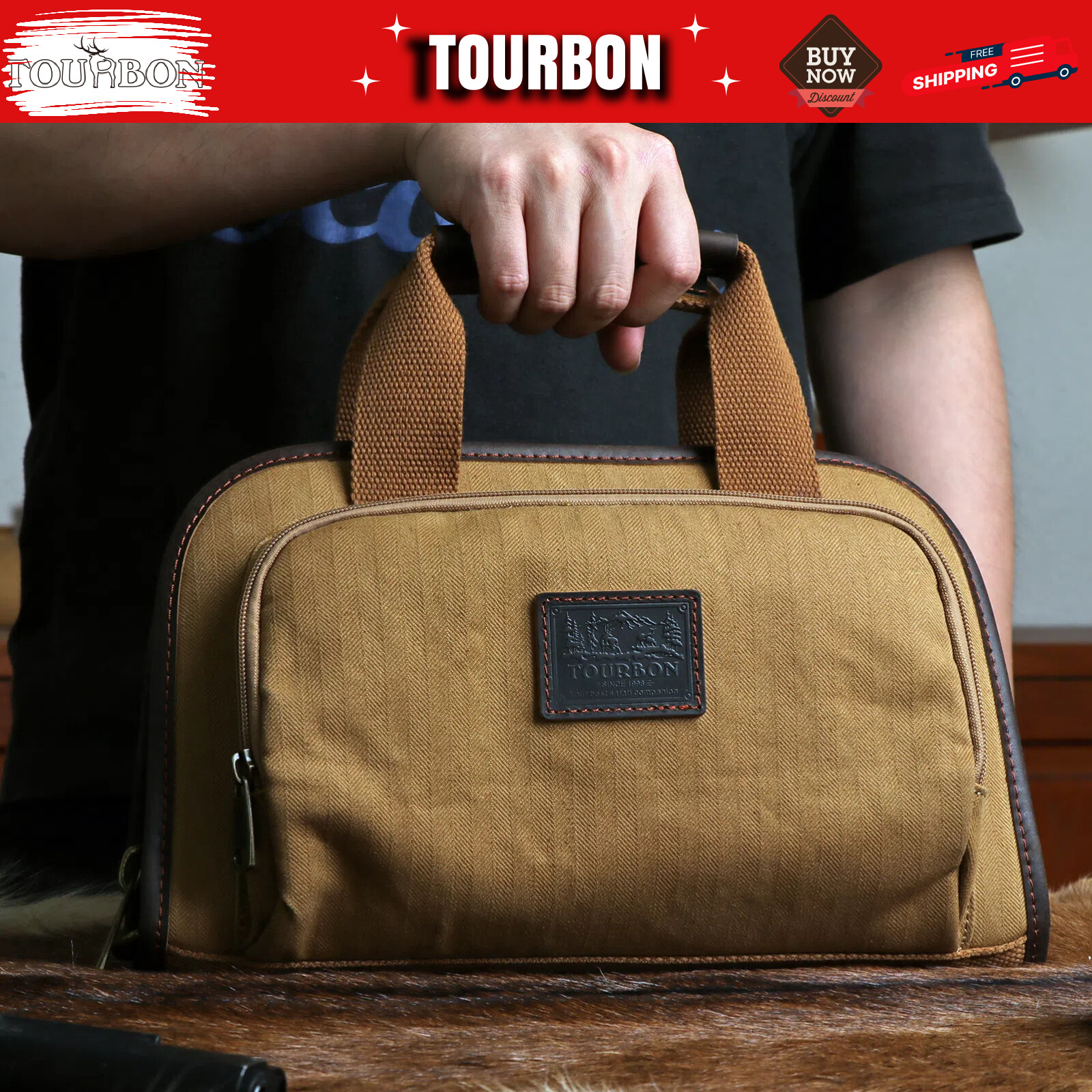 TOURBON Canvas Pistol Carry Case Handgun Slip Storage Handbag Magazine Pouch NEW
