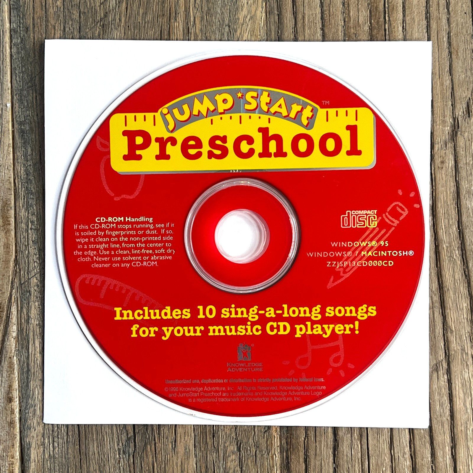 JumpStart Preschool CD-ROM 1996 Knowledge Adventure Windows 95 Mac Disc Only
