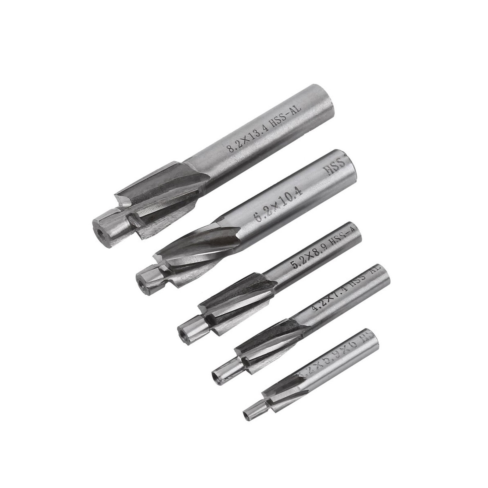 5pcs Counterbore Drill Bits Set, 4 Flutes Straight End Mill Cutter HSS Counte...