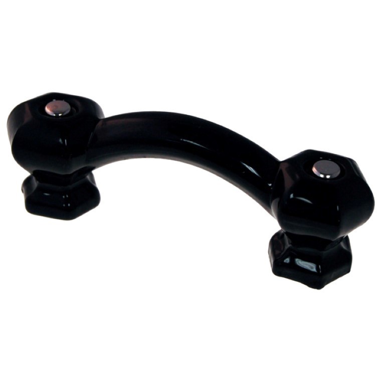 BLACK EBONY Glass Handle Hexagonal posts Pull Knob Hexagon antique vintage old