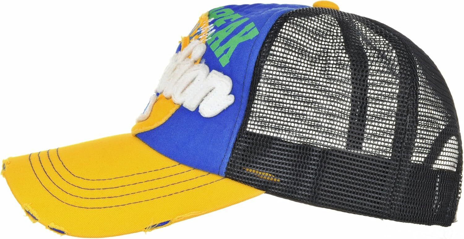 WITHMOONS Meshed Baseball Cap Distressed Trucker Hat Star One Size, Blue