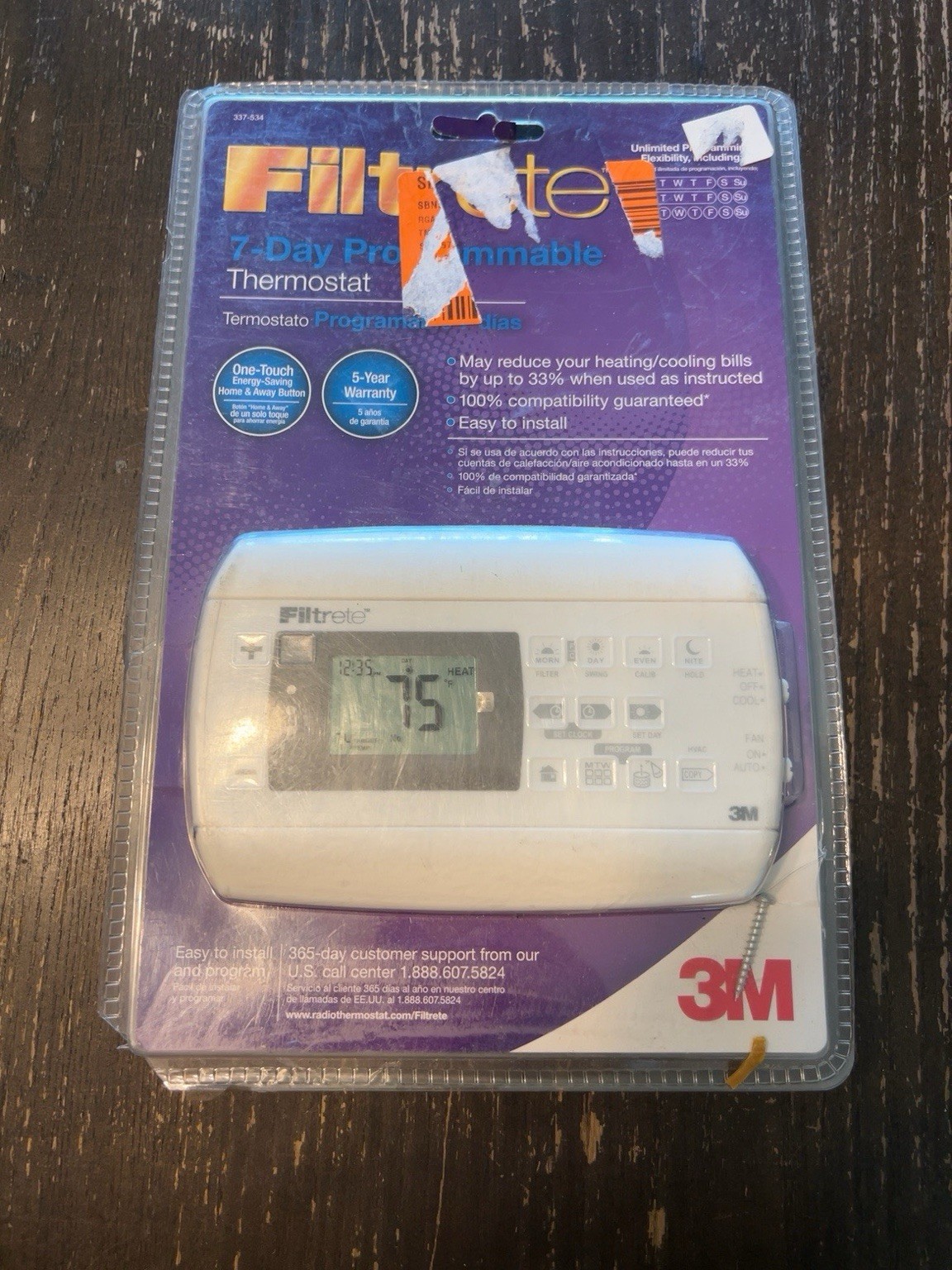 Filtrete 3M 7-Day Programmable Digital Thermostat 3M22 Open Box Untested