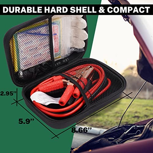 Car Emergency Kit with Battery Jumper Cables,Car Accessories for 9 Pcs Black