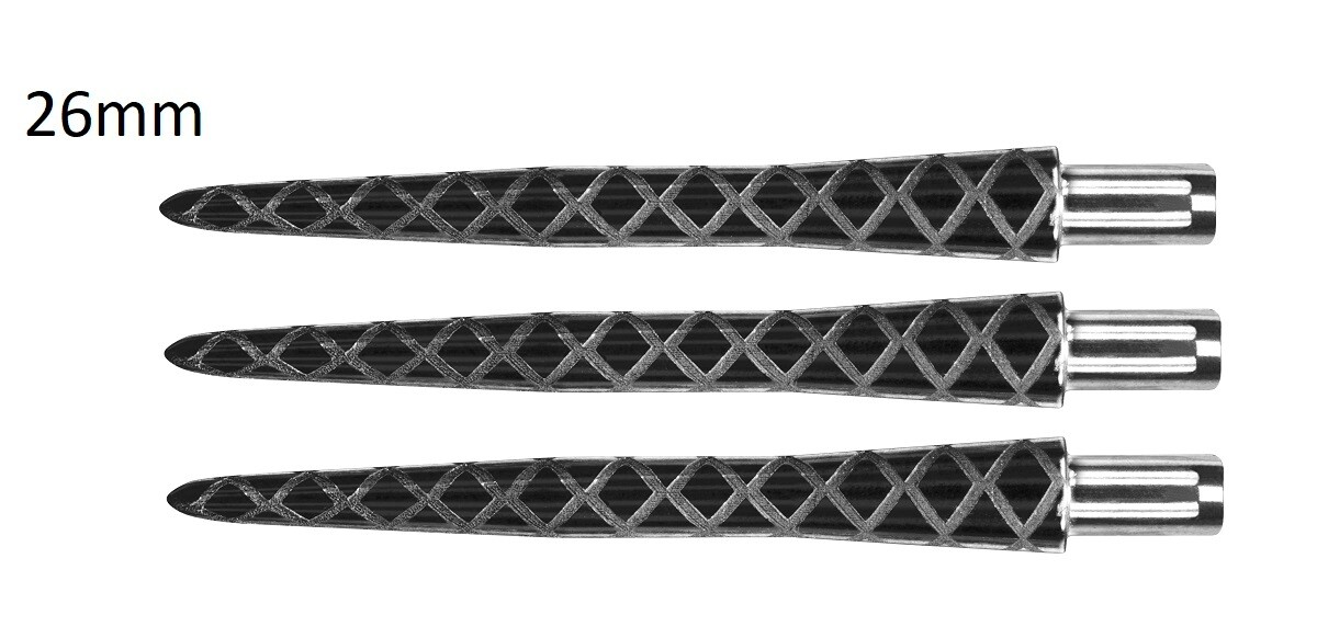 TARGET FIRESTORM  26mm BLACK  DIAMOND STEEL TIP DART REPLACEMENT POINTS 3 PACK