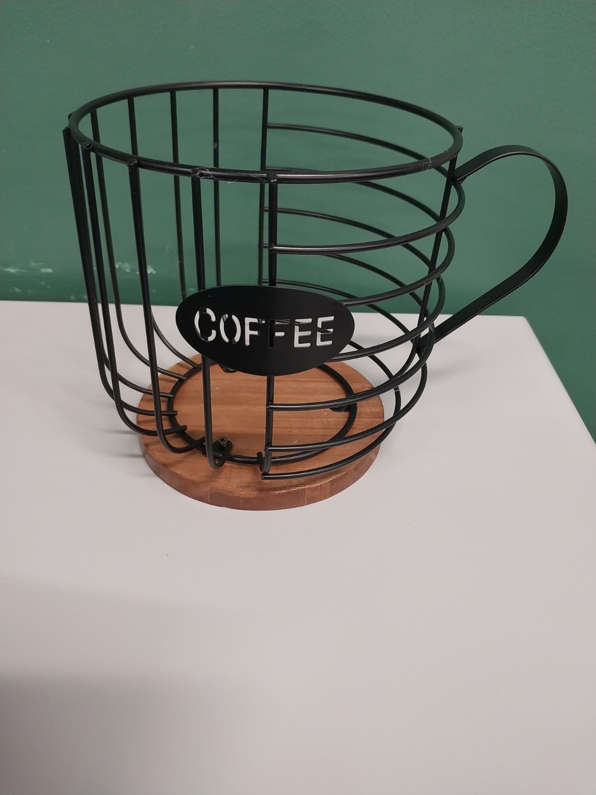 Coffee Pod Holder Countertop  6 inches height diameter metal wood