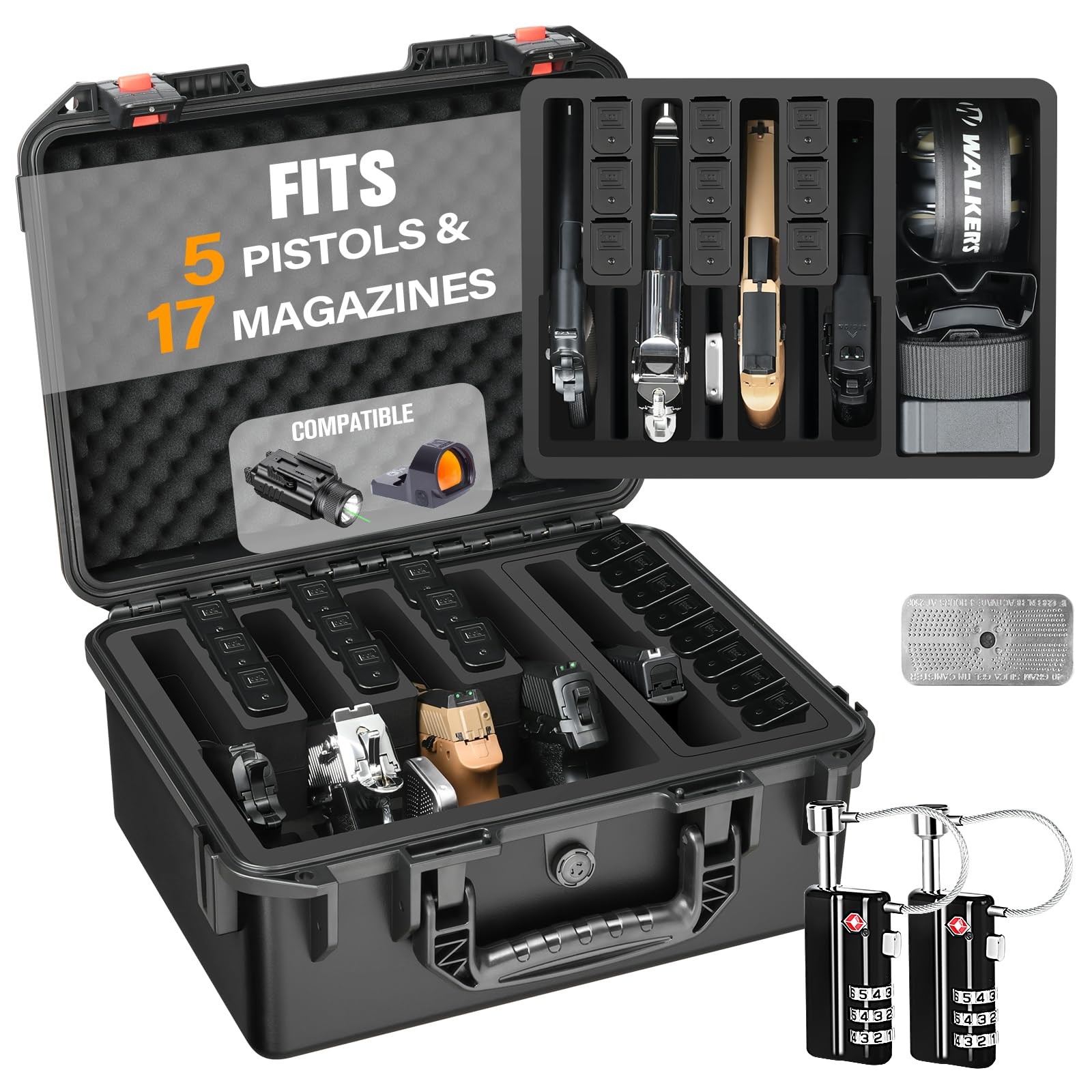 TSA Approved Pistol Case for Multiple Handguns – Waterproof Hard Gun Case wit...