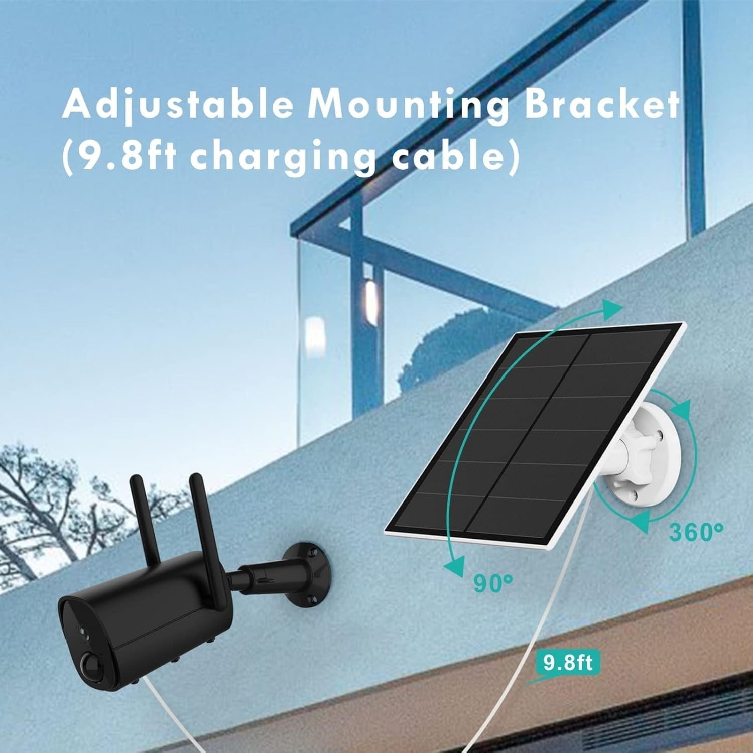 High-Efficiency 5W Solar Panel for DC 5V Battery Cameras - Adjustable & Secure