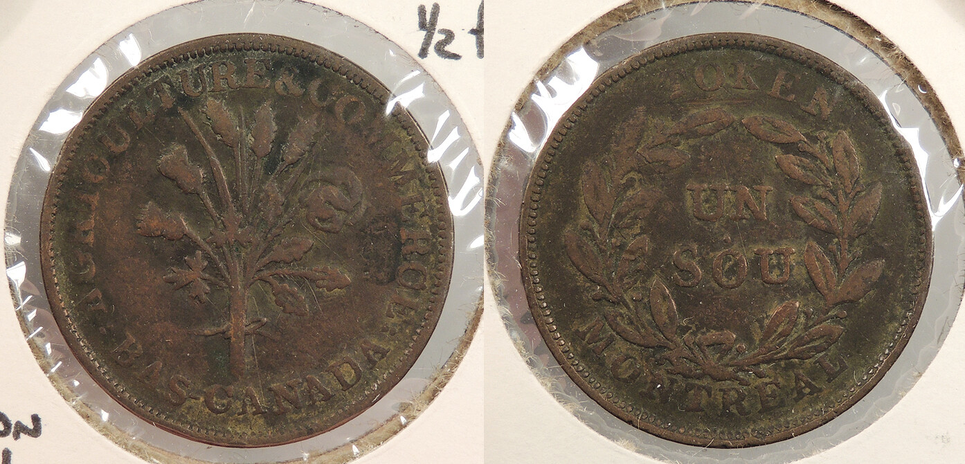 CANADA Lower Canada ND (1838) Halfpenny (Sou) Token Bouquet. #WC93380