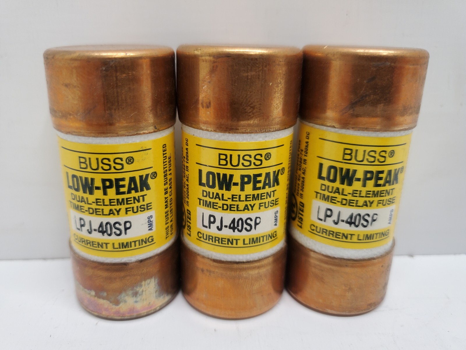LOT OF (3) GUARANTEED! BUSSMANN 40A LOW-PEAK FUSES LPJ-40SP