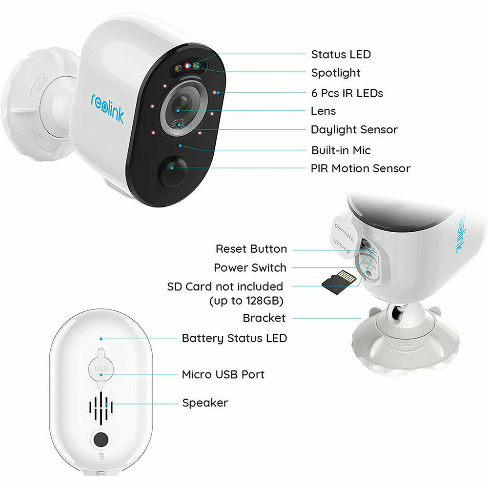 Reolink 5MP Wireless WiFi Security Camera Battery Powered 2.4/5GHz + Solar Panel