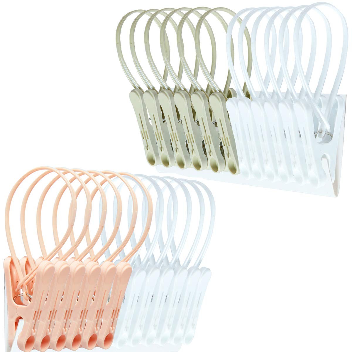 24-Pack Mini Clothespins with Rope for Clothesline  Photo Clips Pink/Gray/White