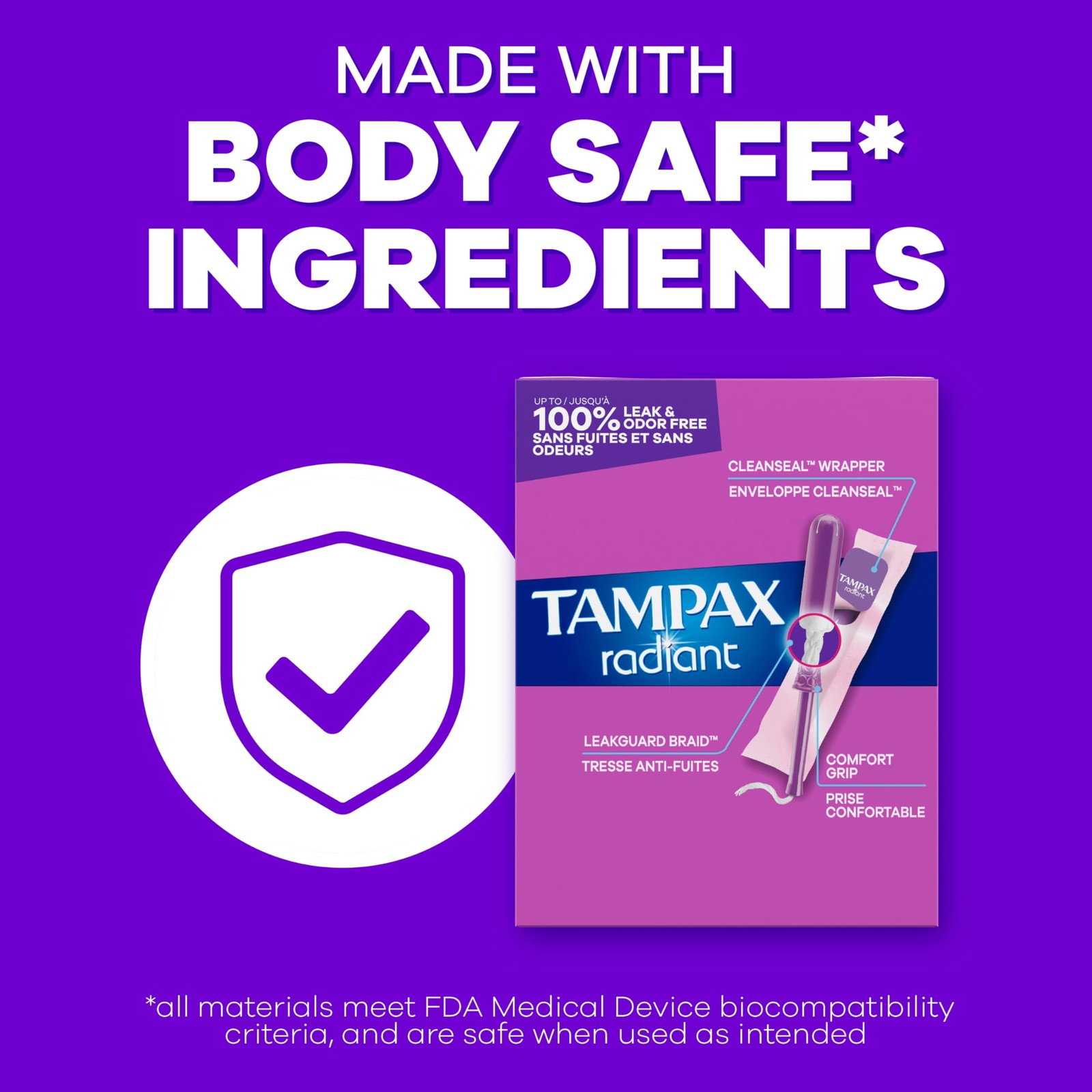 Radiant Tampons Regular Absorbency, Unscented, 28 Count