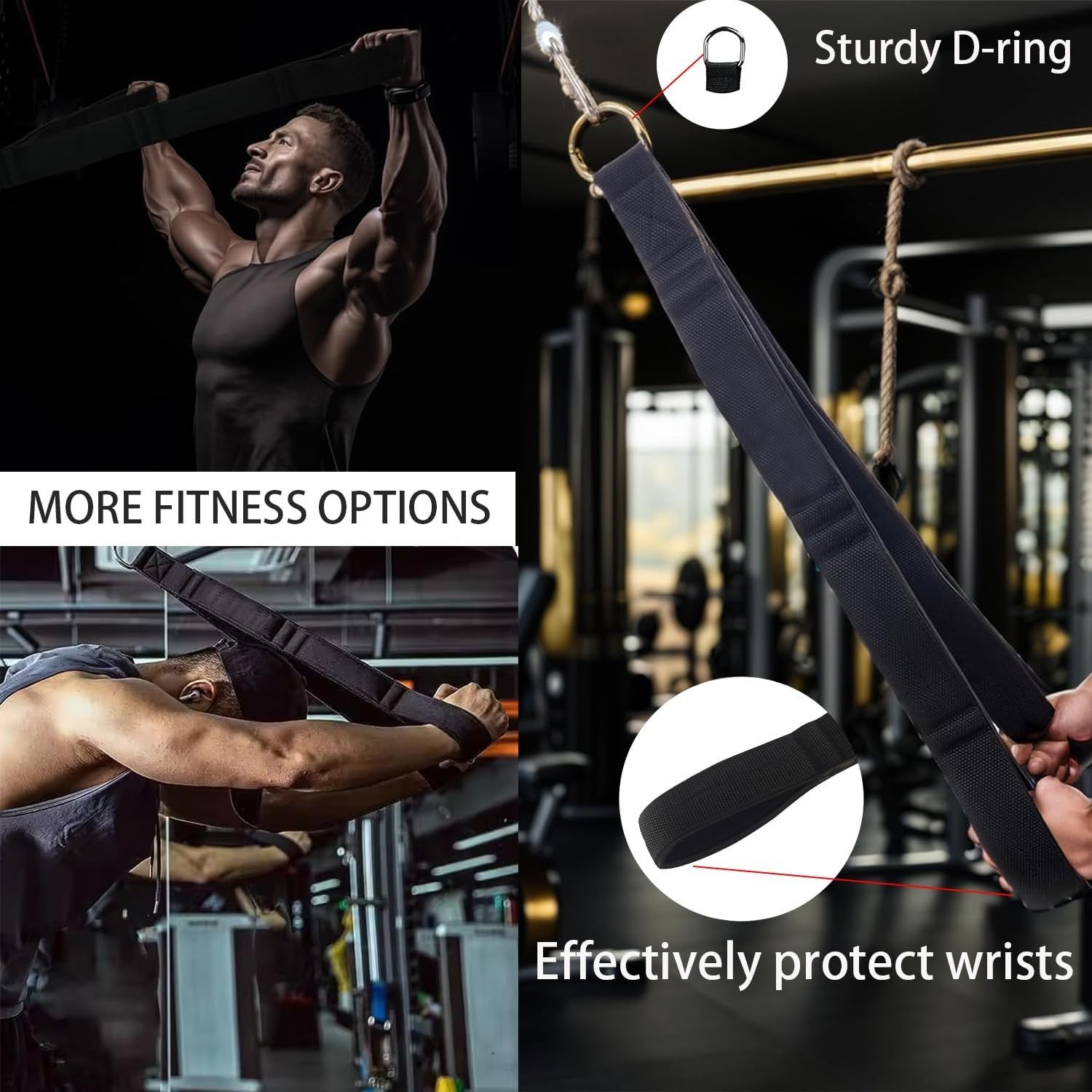 Tricep Rope Cable Attachment Pull Down Facepull Strength Arm Training Straps Gym