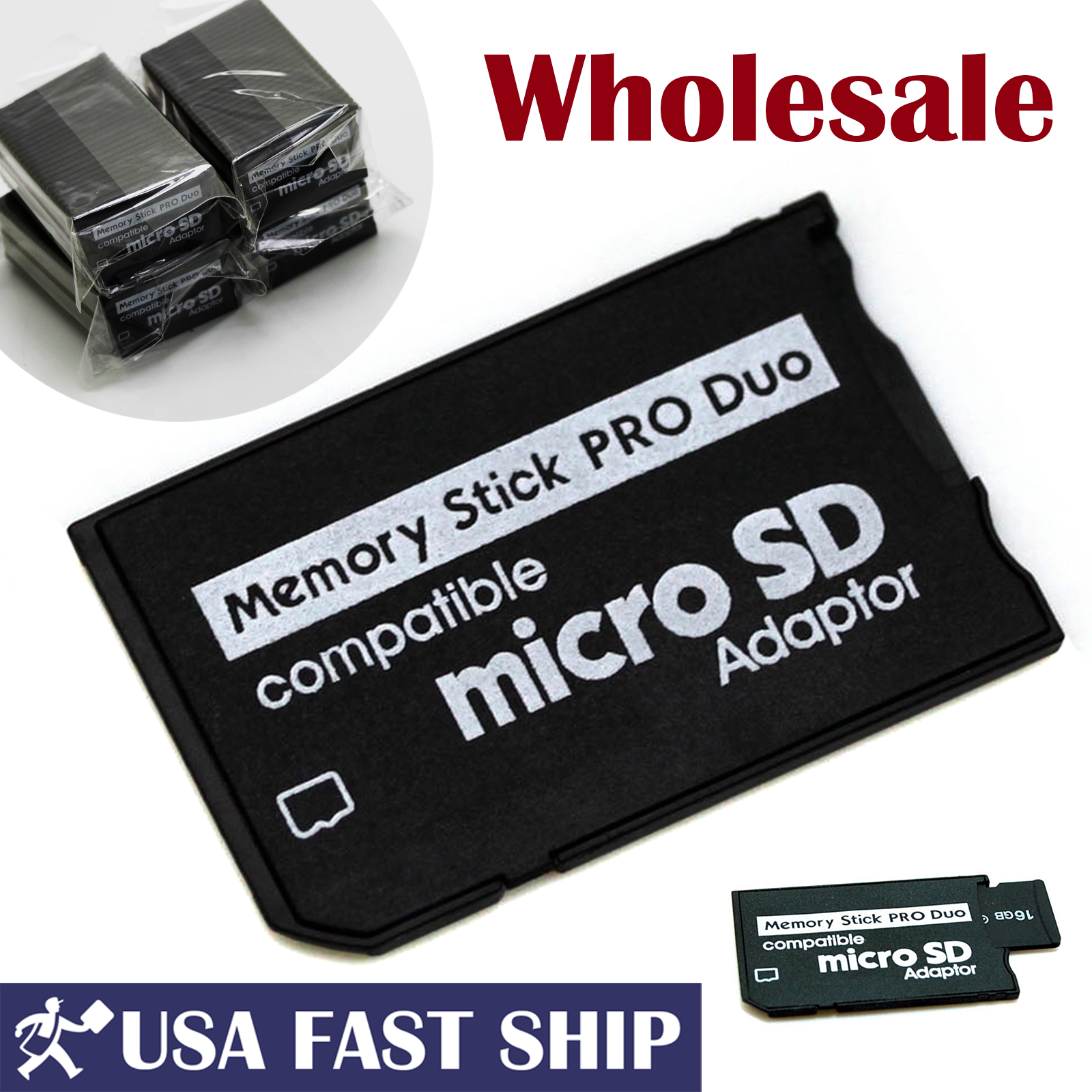 5X 10X Micro SD SDHC TF Memory Stick MS Pro Duo Adapter Card Reader For Sony PSP