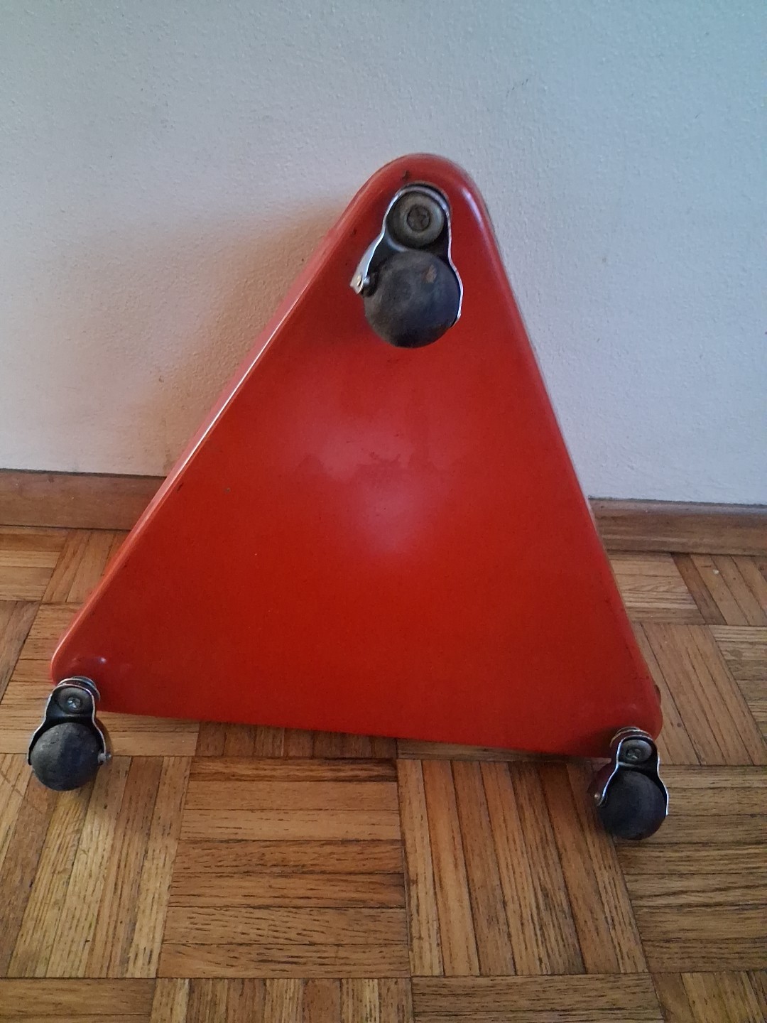 Vintage Mechanics Rolling Seat Red Triangle On Wheels