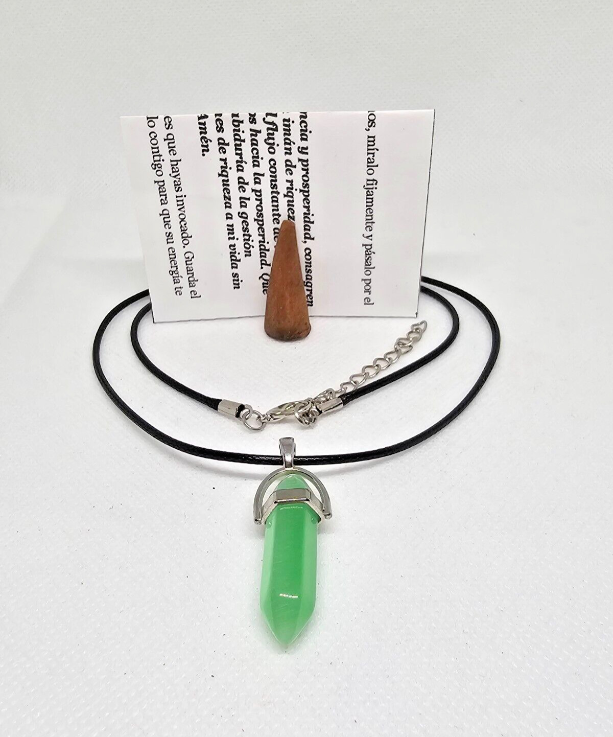 COLLAR CUARZO VERDE / GREEN QUARTZ NECKLACE PARA PROTECCION SUERTE DINERO